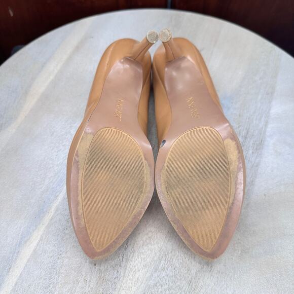 Nine West Kristal Womens Pumps Size 8 Tan Leather Slip On Almond Toe Heels - Picture 5 of 14